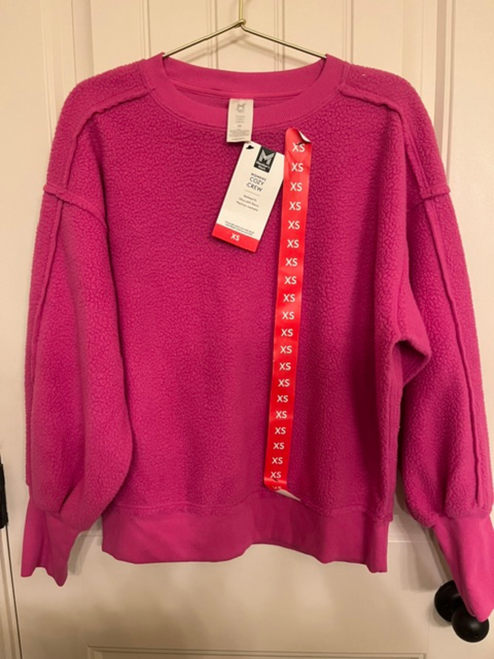 Member's Mark Womens Cozy Crew Fuzzy Fleece Sweatshirt Pink XS